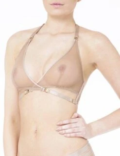 Bordelle Art Deco Mesh Wrap Bra, CARAMEL
