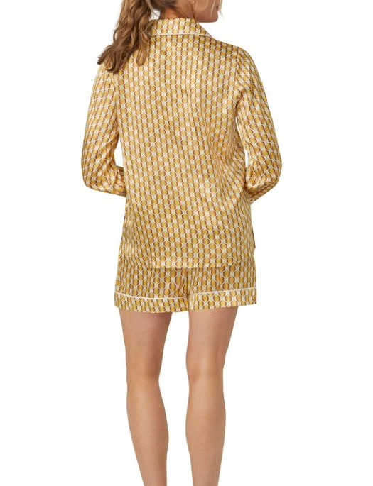 Bedhead Prize Geo Silk Long Sleeve Shorty PJ Set - Image 4