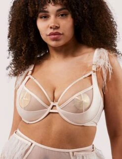 Felicity Hayward X Playful Promises Phoenix Satin Feather Bra