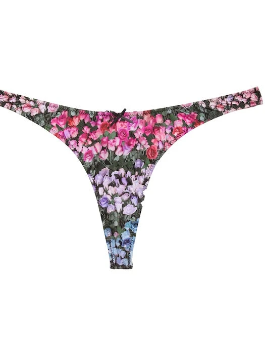 Fleur Du Mal Rose Printed Jersey High Leg Thong