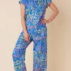 The Cat's Pajamas Cerulean Floral Luxe Pima Capri Pajama
